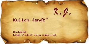 Kulich Jenő névjegykártya